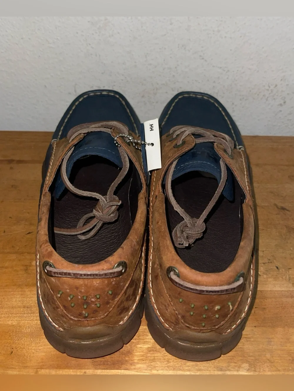 Helly Hansen Blue Brown Moc Toe Driving Deck Boat Oxford Lace up Shoe Sz US 11